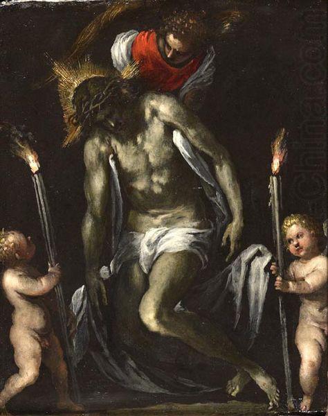 Christ supported by two cherubs supporting a Cero, PALMA GIOVANE